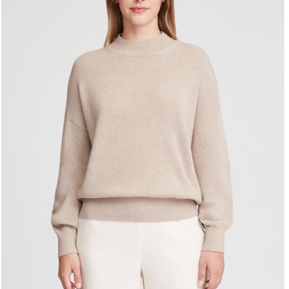 Cuyana Cashmere Mock Neck Sweater, Size M